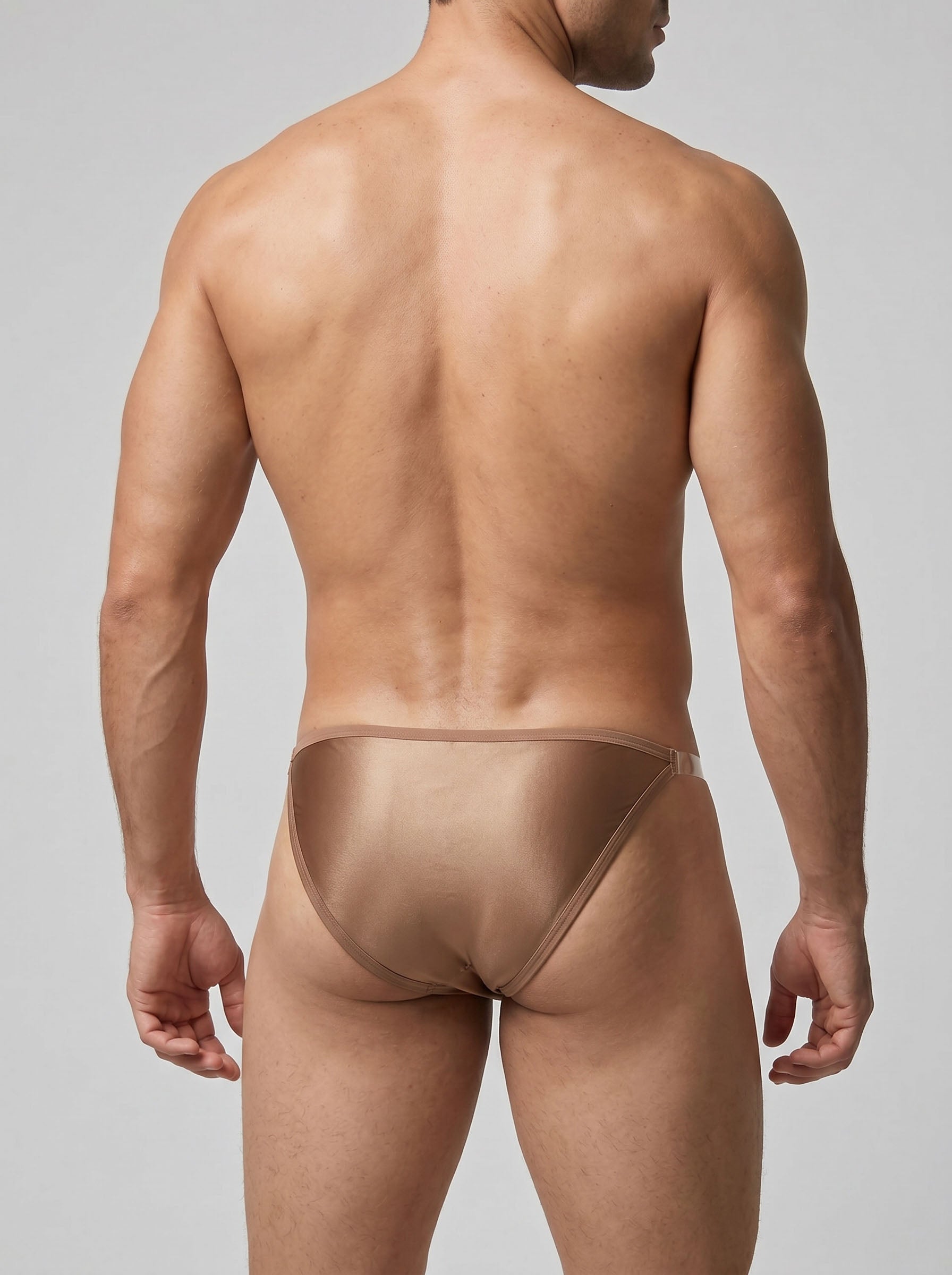 Clear Strap Brief - Silk Coffee