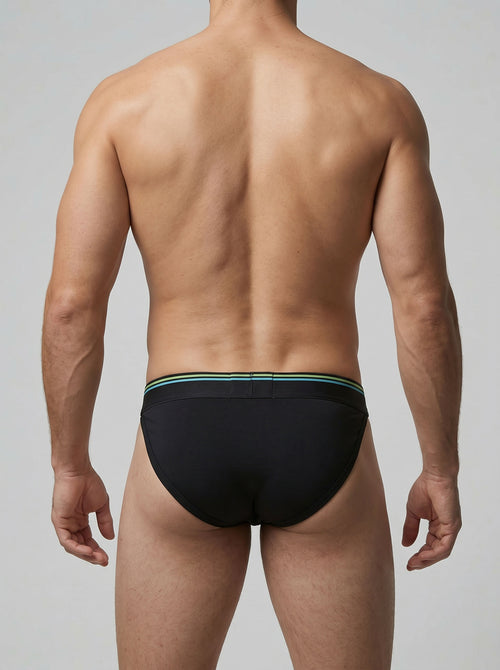 Embossed Cotton Brief - Black Striped