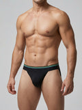 Embossed Cotton Brief - Black Striped