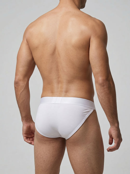 Embossed Cotton Brief - White