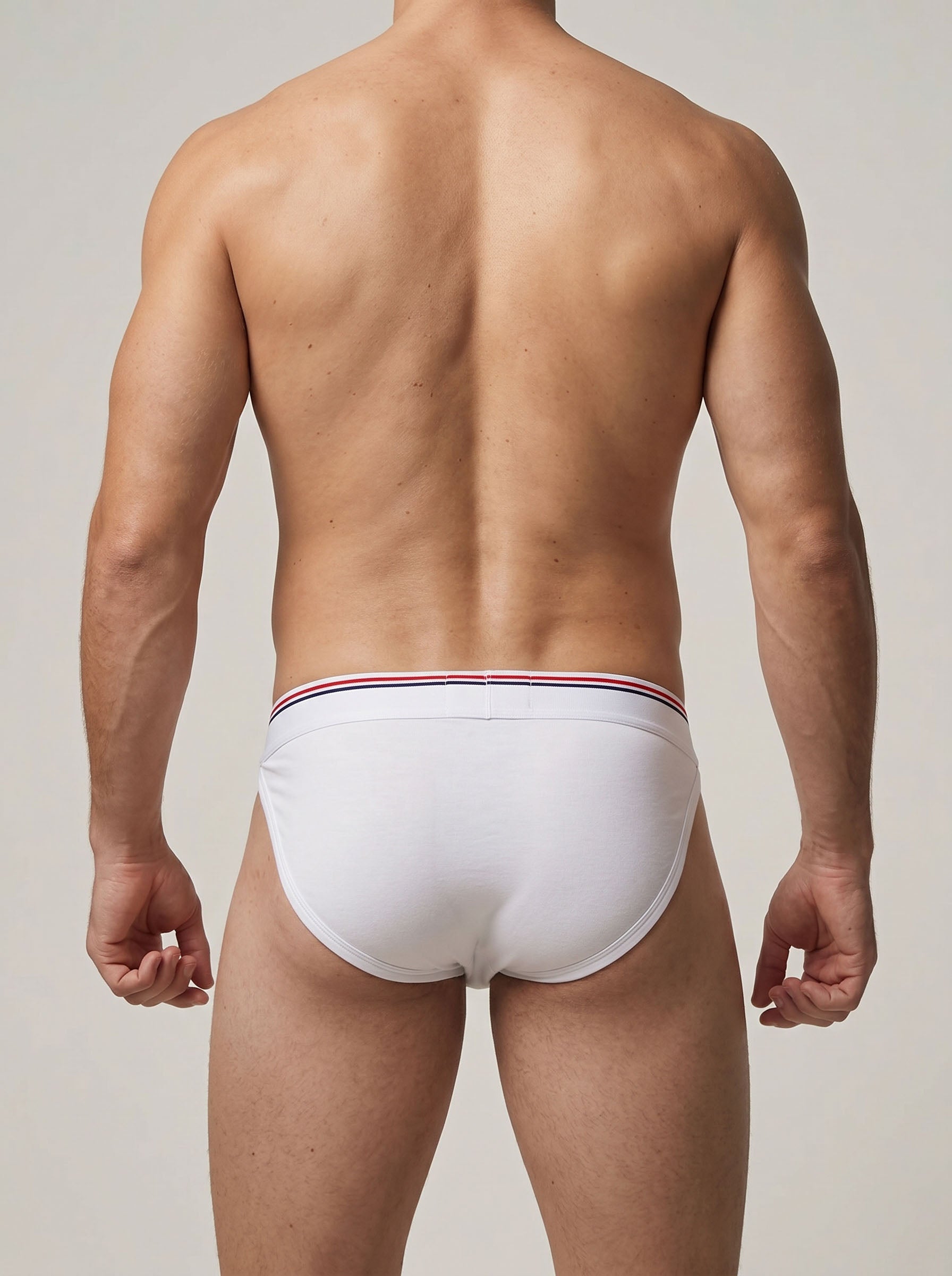 Embossed Cotton Brief - White Striped
