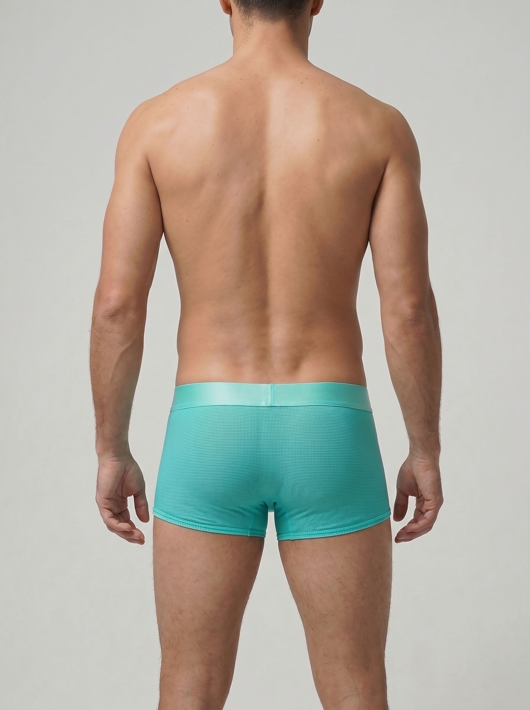 Perforated Nylon Boxer Brief - Aqua
