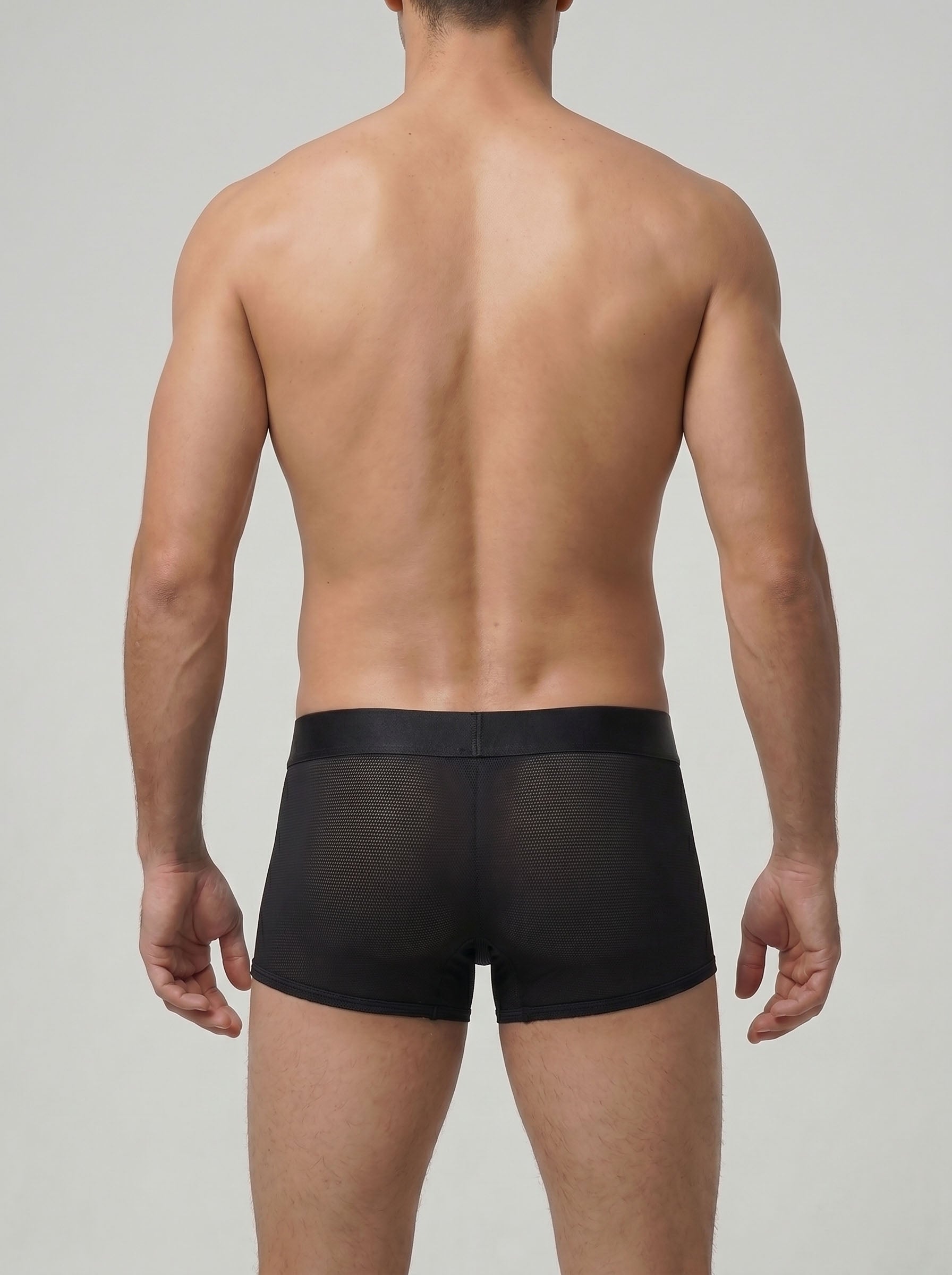 Perforated Nylon Boxer Brief - Black