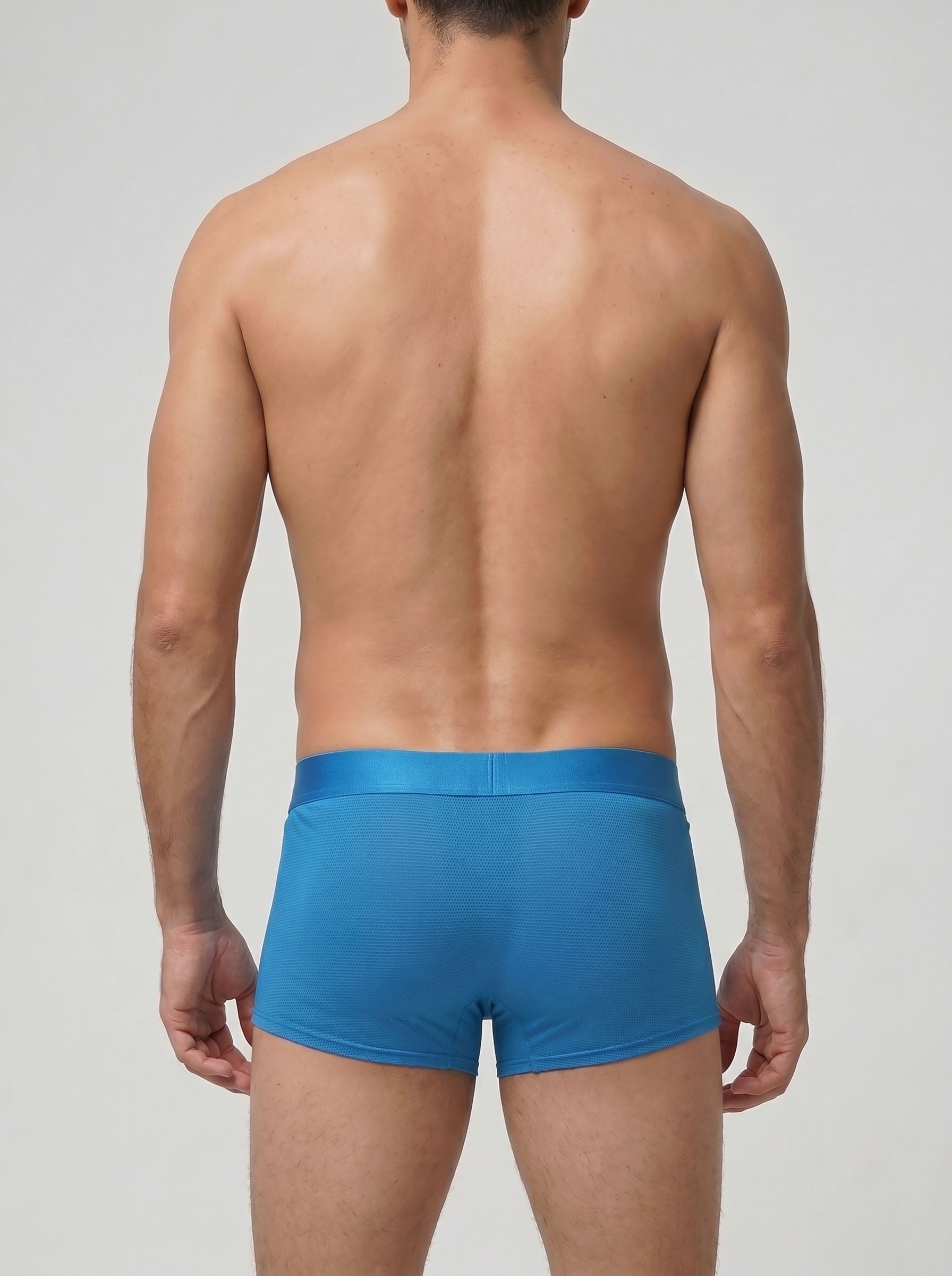 Perforated Nylon Boxer Brief - Blue