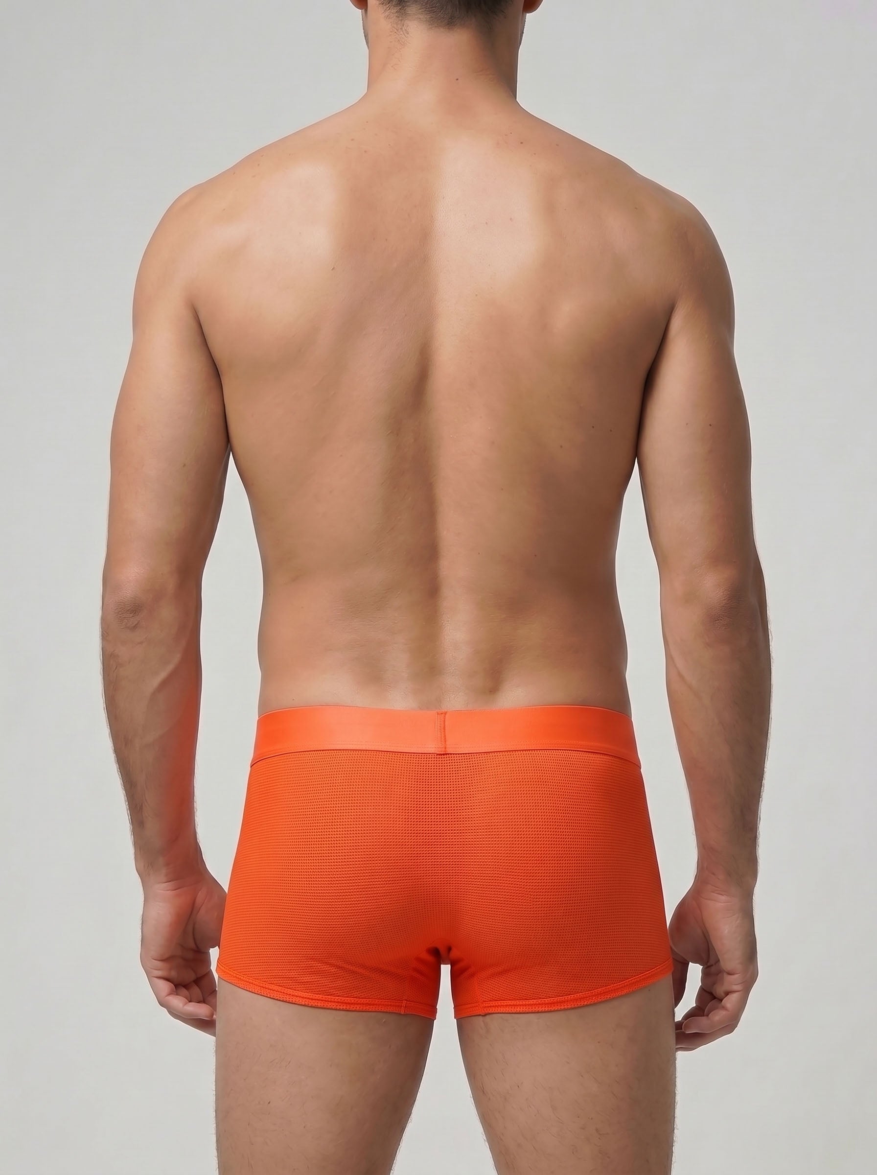 Perforated Nylon Boxer Brief - Orange