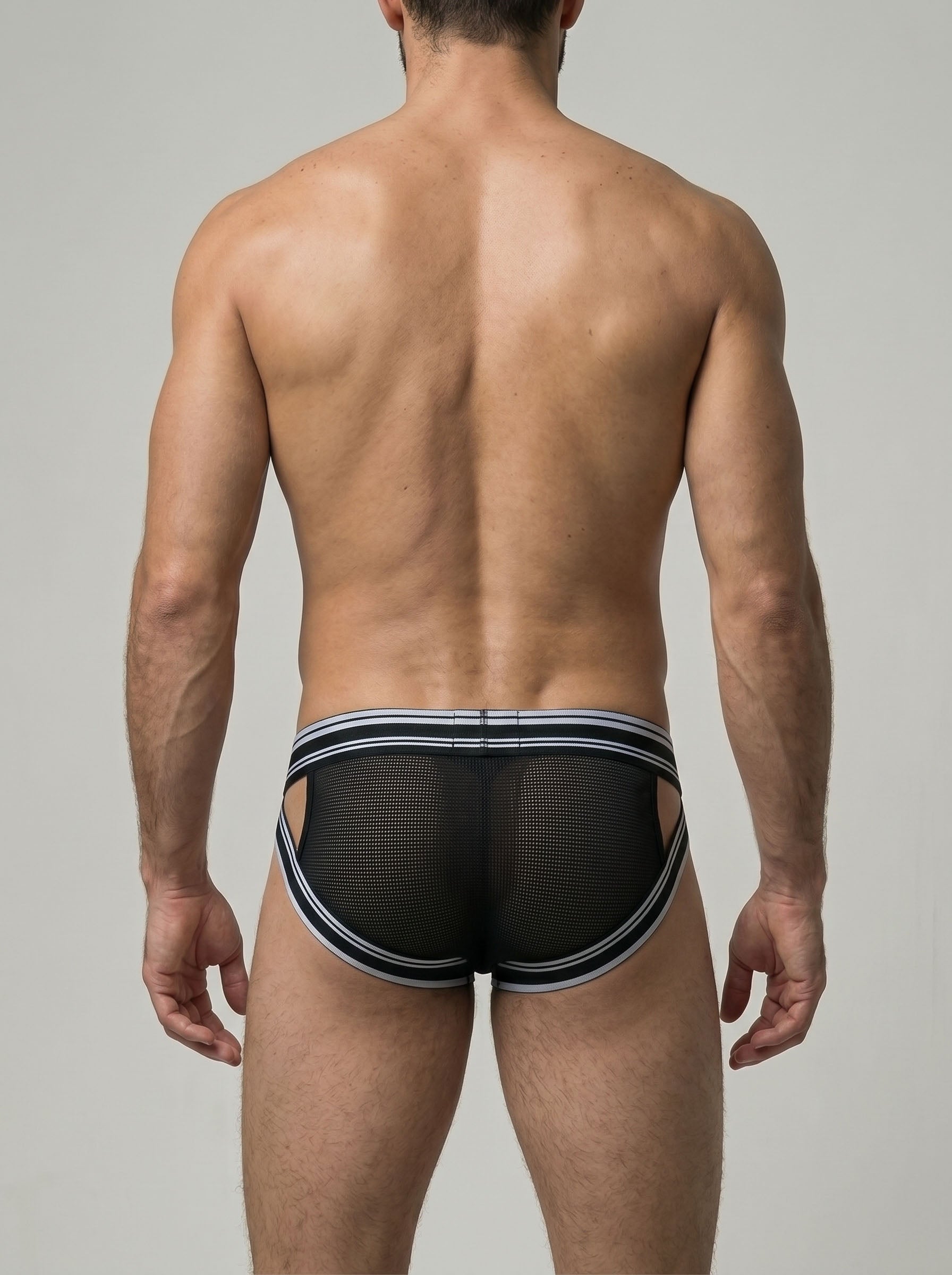 Strapped Nylon Brief - Black