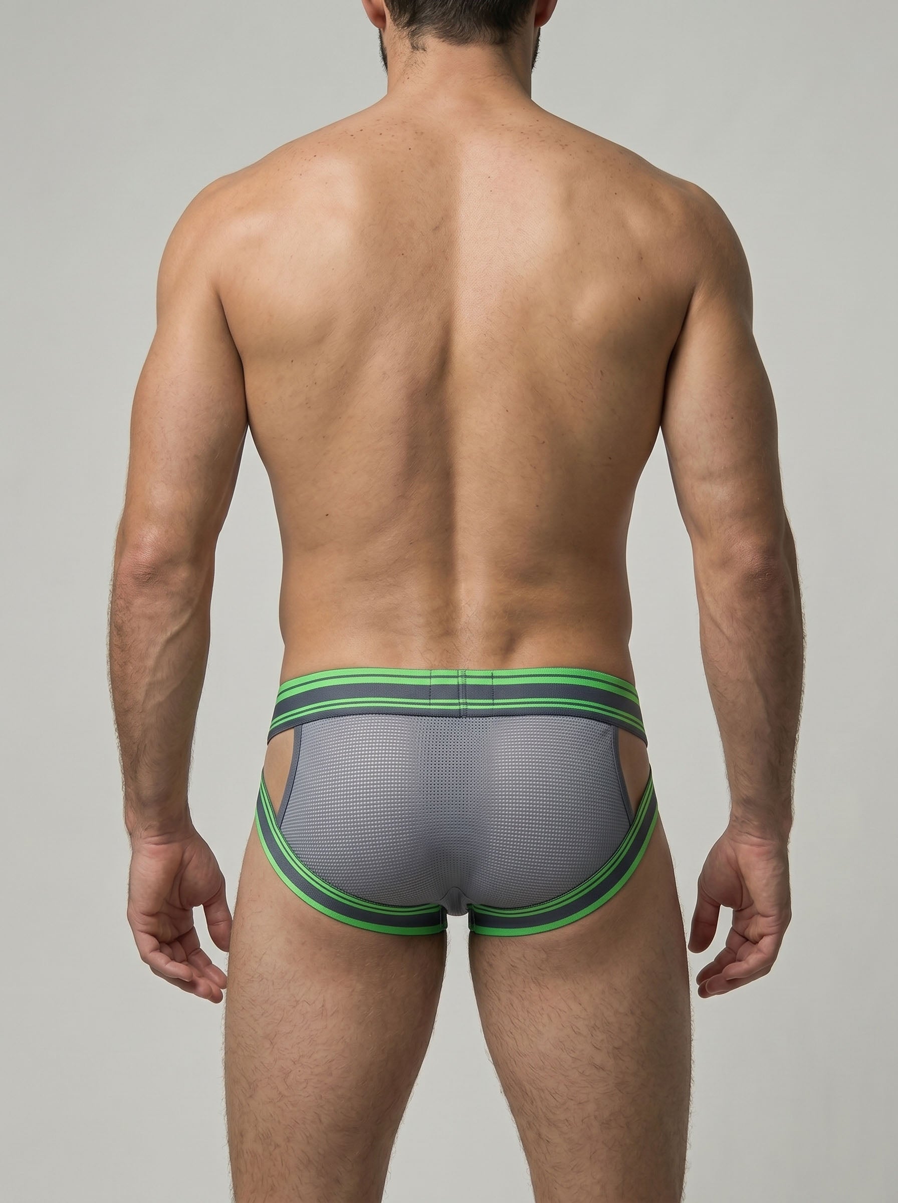 Strapped Nylon Brief - Gray